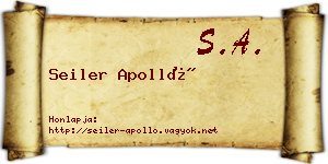 Seiler Apolló névjegykártya